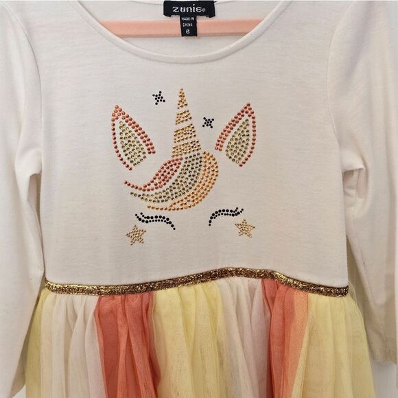 Unicorn Halloween Dress with Pastel Candy Corn Tulle Skirt - Picture 3 of 4